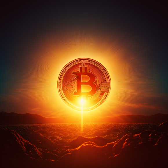 davea a shining bitcoin logo rising like the sun from the horiz 4c96d130 f962 4c55 961e 2d1e1785f25e