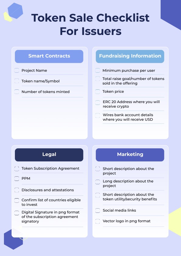 token sale checklist for issuers