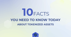 Minimalist gradient background with bold text reading “10 Facts You Need to Know Today About Tokenized Assets” and an INX hexagon logo centered at the bottom.