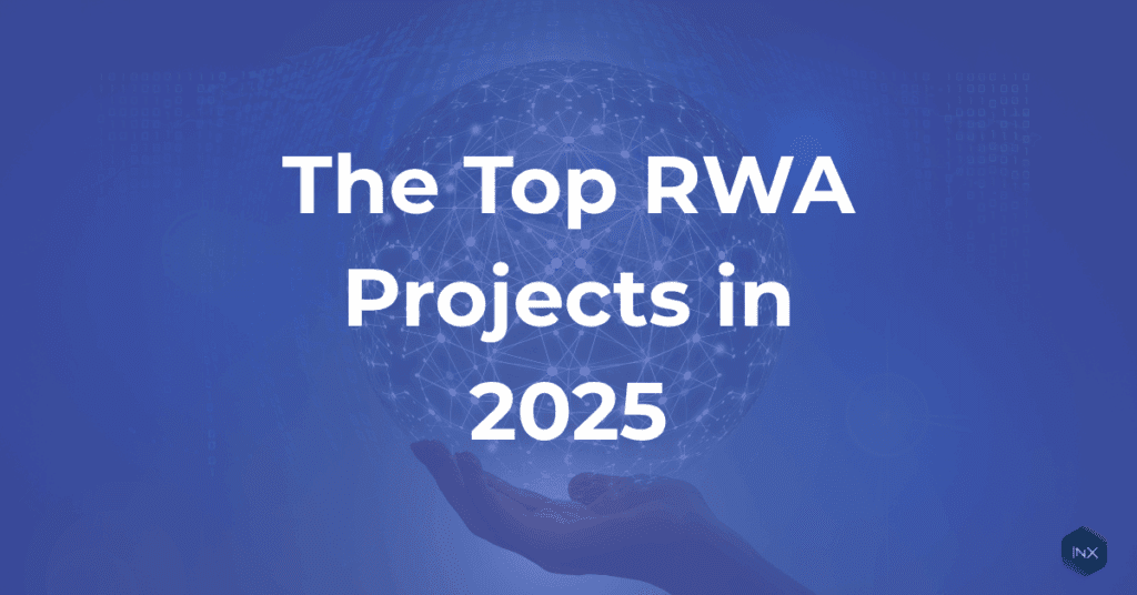 Blue background with a glowing interconnected globe and the text “The Top RWA Projects in 2025.”