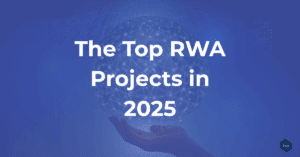 Blue background with a glowing interconnected globe and the text “The Top RWA Projects in 2025.”