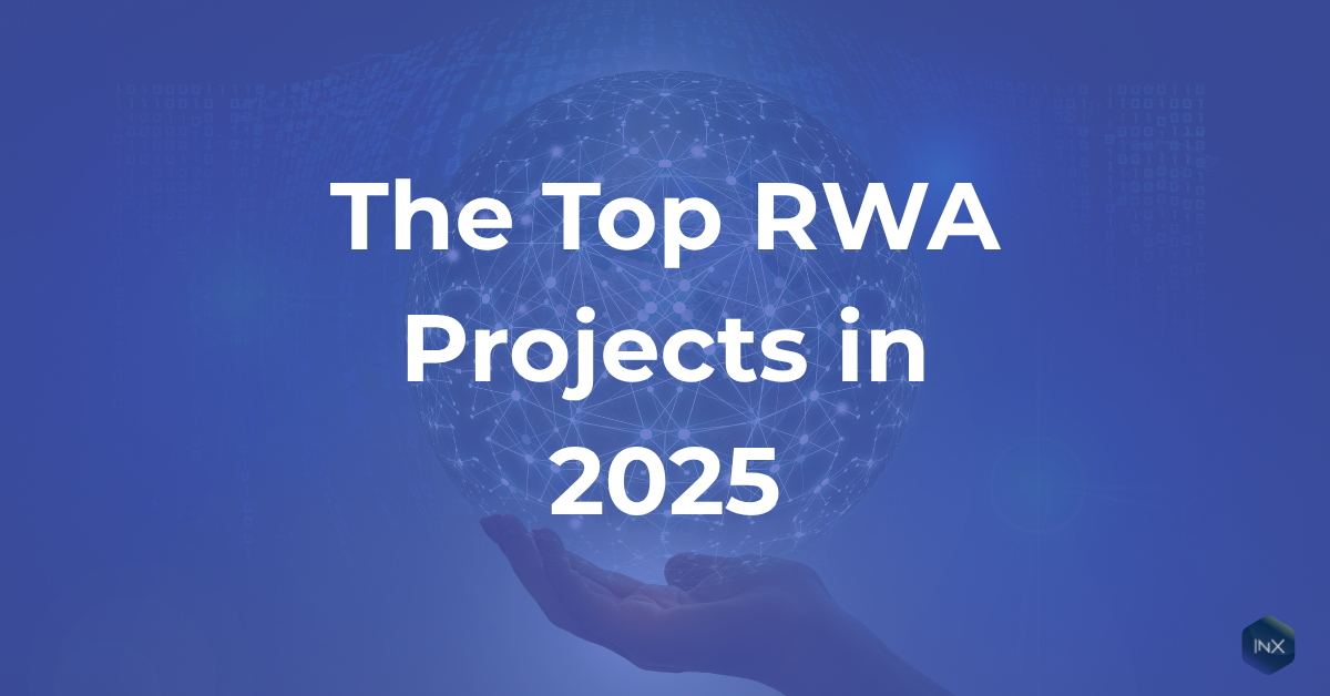 Blue background with a glowing interconnected globe and the text “The Top RWA Projects in 2025.”